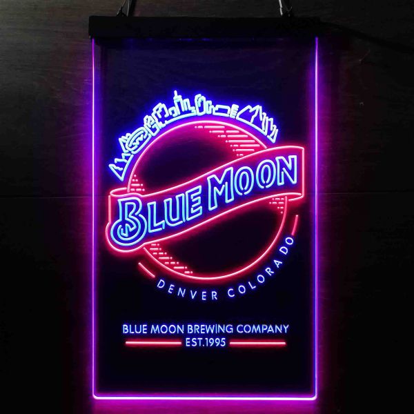 Blue Moon Denver Colorado Dual LED Neon Light Sign